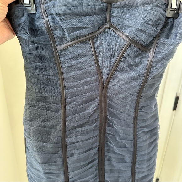 BCBG MaxAzria Dark Blue Grey Ruched Sela Strapless Convertible Evening Dress - Picture 5 of 11